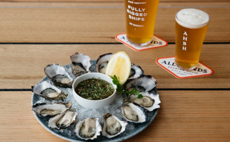 all hands brewery food bucks