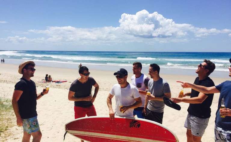 lads surfing