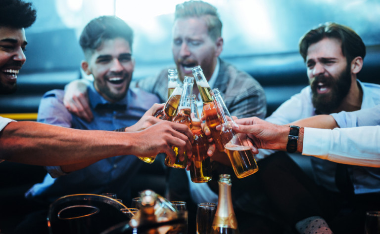 5 Lads drinking at nightclub